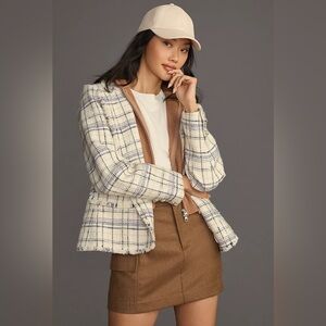 Anthropologie Tweed Plaid Dickie Blazer With Brown Dickie Insert Size Medium